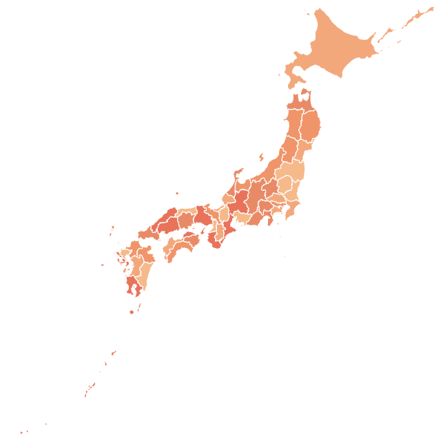 達成率100%の日本地図