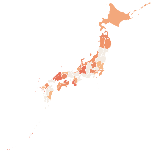 達成率68%の日本地図